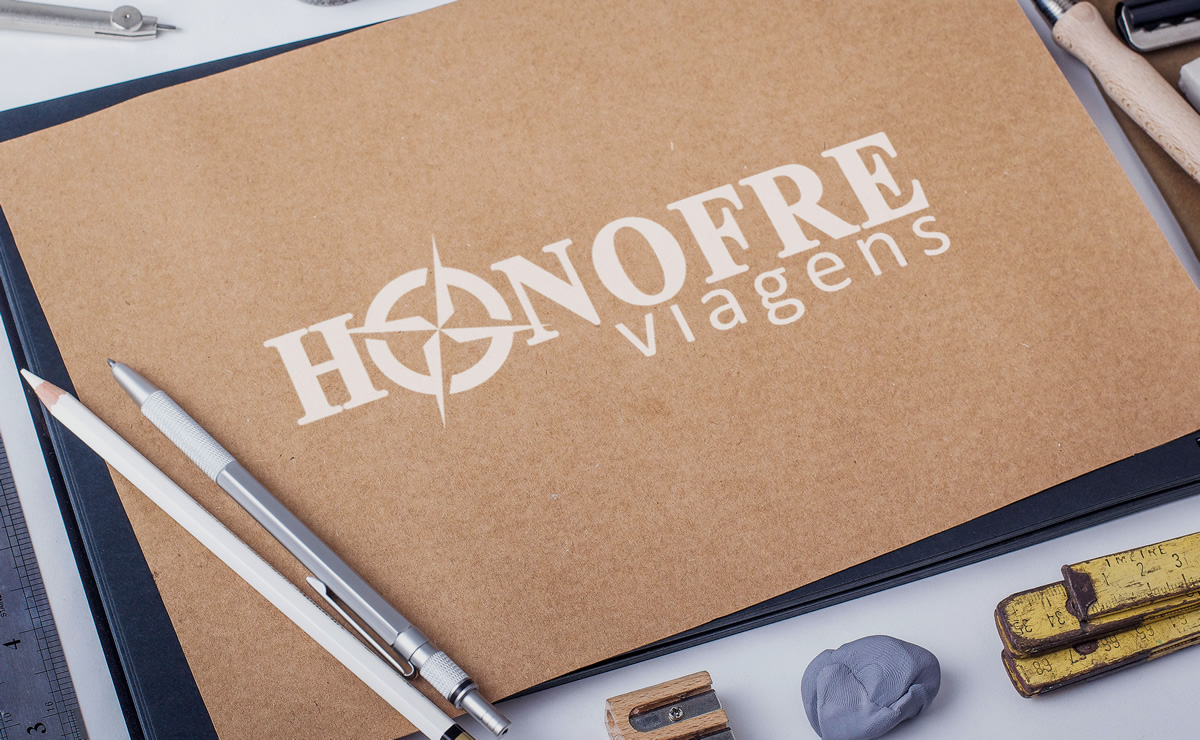Honofre Viagens aplicação de logotipo projetado e desenvolvido por ViragStudio