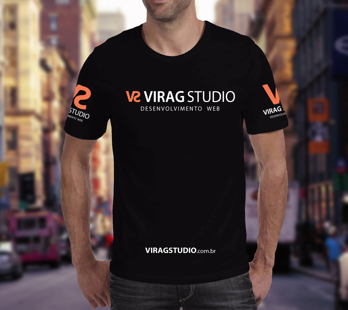 ViragStudio identidade visual camiseta frente projetado e desenvolvido por ViragStudio